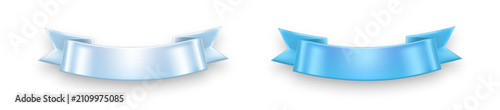 Set of two satin ribbons on a white background. Shiny, empty templates, decorative elements for the text. Realistic ribbon banners, labels. Vector EPS 10.