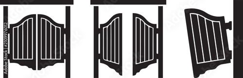 Western saloon doors vector icon set flat silhouette design