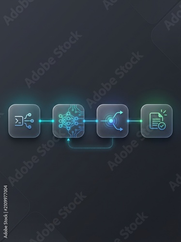 Obraz na płótnie Visual workflow automation concept with ai driven icons and elements