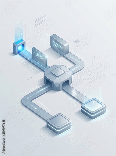Futuristic ai workflow automation concept with digital connections and data flow