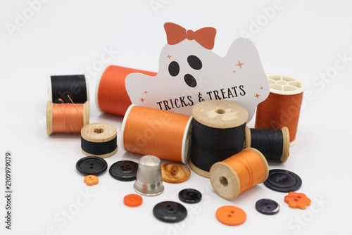 autumn themed thread and button collection