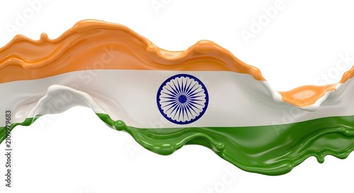 Waving Indian Flag with Ashoka Chakra Symbol.