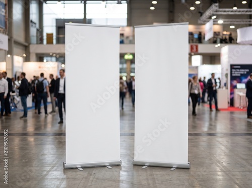 twin rollup banner stands exhibition mockup