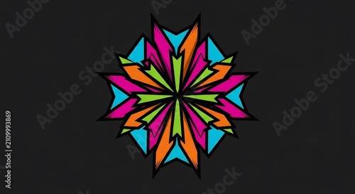Neon geometric star pattern design