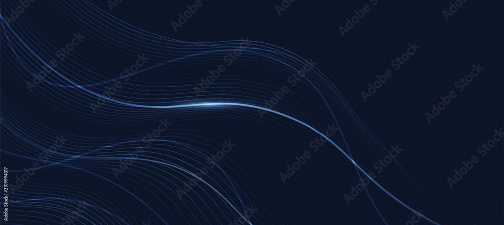 Fototapeta premium Abstract Blue Digital Light Lines Technology banner Background