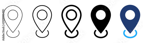 Location pin icon. Map marker symbol. GPS navigation sign. Place pictogram for address, route, destination, travel and local service design.