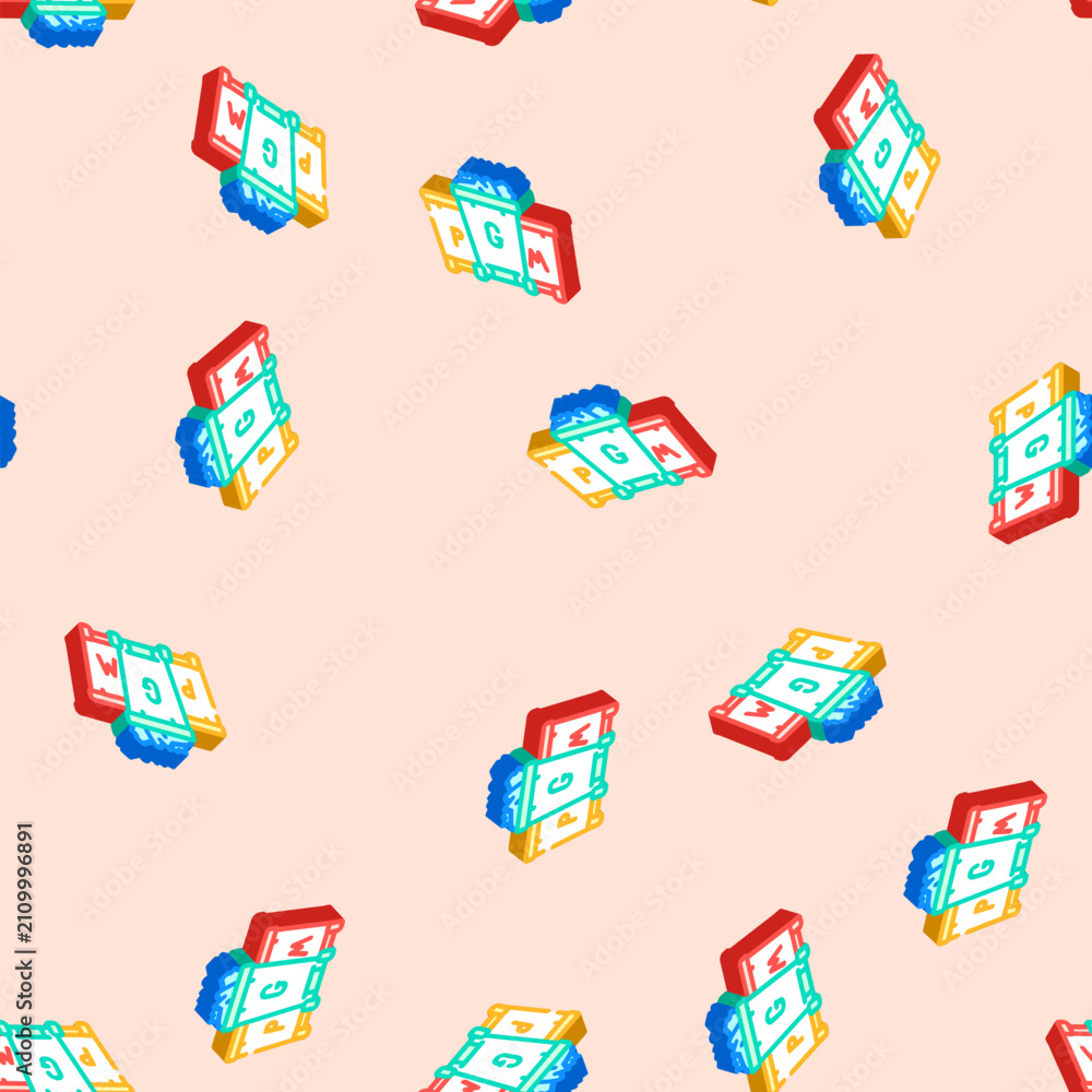 Fototapeta premium waste reduction green living isometric seamless pattern. waste reduction green living sign illustration