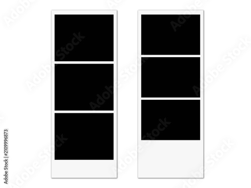 Fotografie Photo Booth Frame Template Set With Blank Instant Photo Strip Vintage Polaroid C