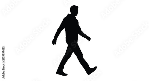 Walking man silhouette on a white background simple human figure cutout