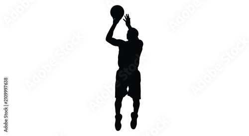 Basketball player silhouette against a white background dynamic sports illustration