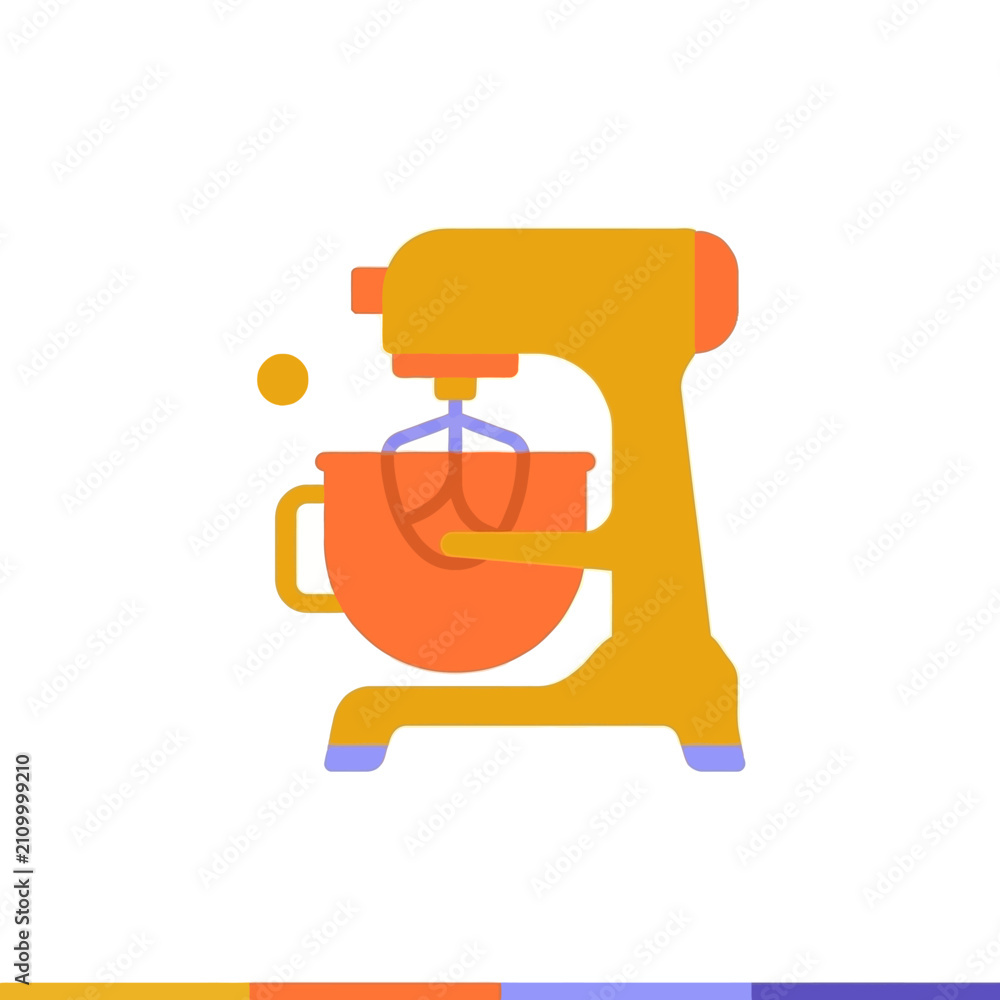 Fototapeta premium Vector illustration of a stand mixer kitchen appliance icon, flat design graphic art for cooking, baking, and food preparation concepts isolated on white background