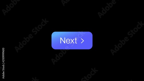 Next button icon animation 4K video. Modern blue gradient rounded UI element with arrow symbol for app navigation, continue action, and web design on a black background