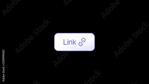 Link button icon animation 4K video. Modern rounded UI element with chain symbol for web navigation, URL attachment, and app interface action on a dark background