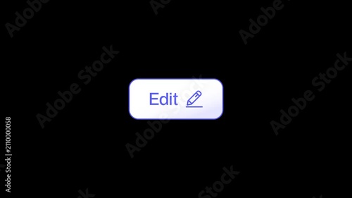 Edit button icon animation 4K video. Modern rounded UI element with pencil symbol for user interface design, app editing, and interactive website action animation on a dark background