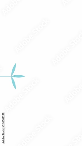 Minimalist cyan fractal leaves unfurl vertically against a clean white background in an elegant motion design loop for vertical social media clips