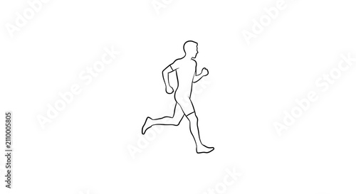 Running man silhouette linear drawing on a white background