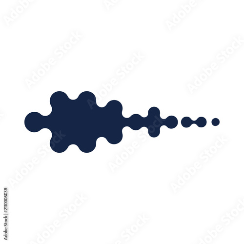 Принти на полотні Wave form silhouette with diminishing dots dark blue on white background