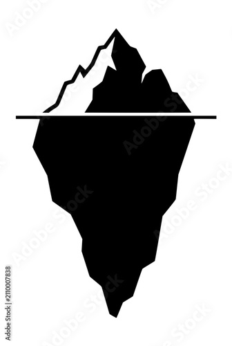 Iceberg Silhouette with Tip Above Water Metaphor Icon