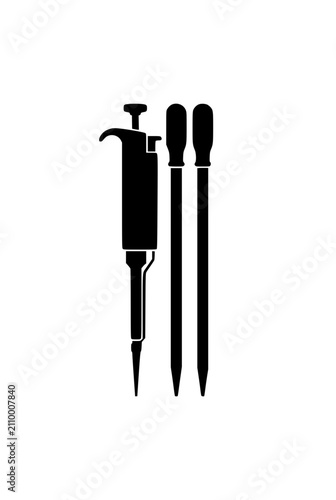 Laboratory Pipette and Dropper Silhouette Icon Vector Illustration