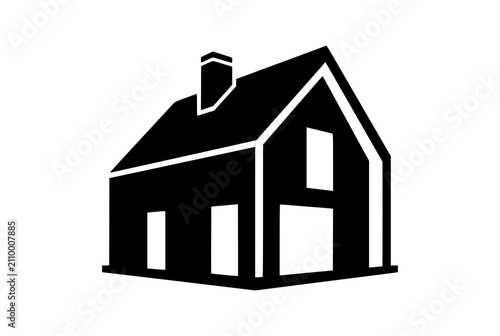 Minimalist black and white house icon building illustration vector