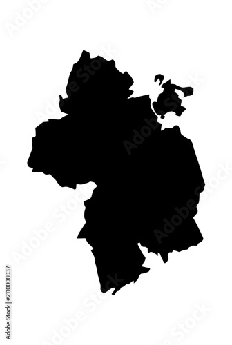 Silhouette Map of the Federal State of Saxony Germany