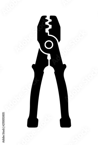 Wire Crimper Pliers Hand Tool Silhouette Icon Vector Illustration