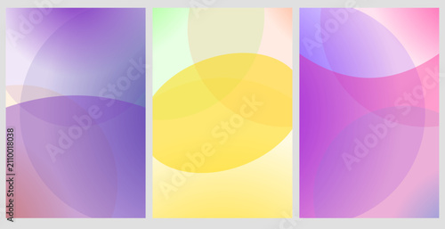 Abstract colorful gradient shapes in three vertical panels for modern digital background design