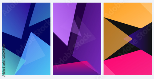 Abstract geometric background set with vibrant gradient triangles and modern polygonal shapes