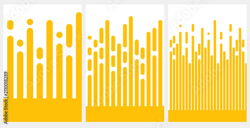 Abstract yellow vertical rounded bars set representing data frequency and sound wave patterns