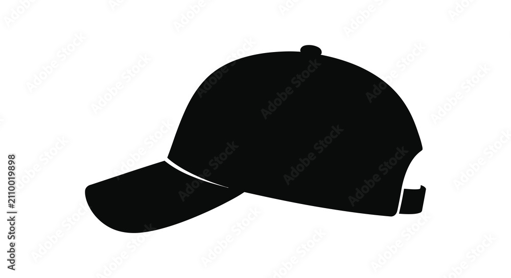 Fototapeta premium Baseball Cap Silhouette On White Background hat