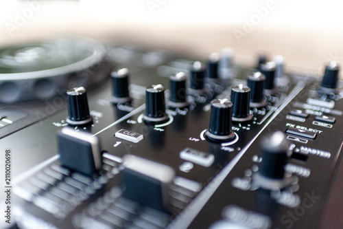 Slika na platnu Audio hardware mixer controller knob fader equipment music production precision