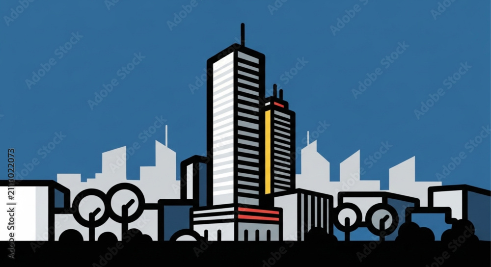 Obraz premium Modern City Skyline with Clock Elements