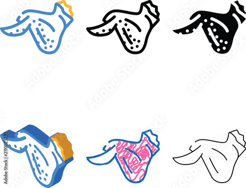 Foto chicken wing with mix three phalanges color icon vector