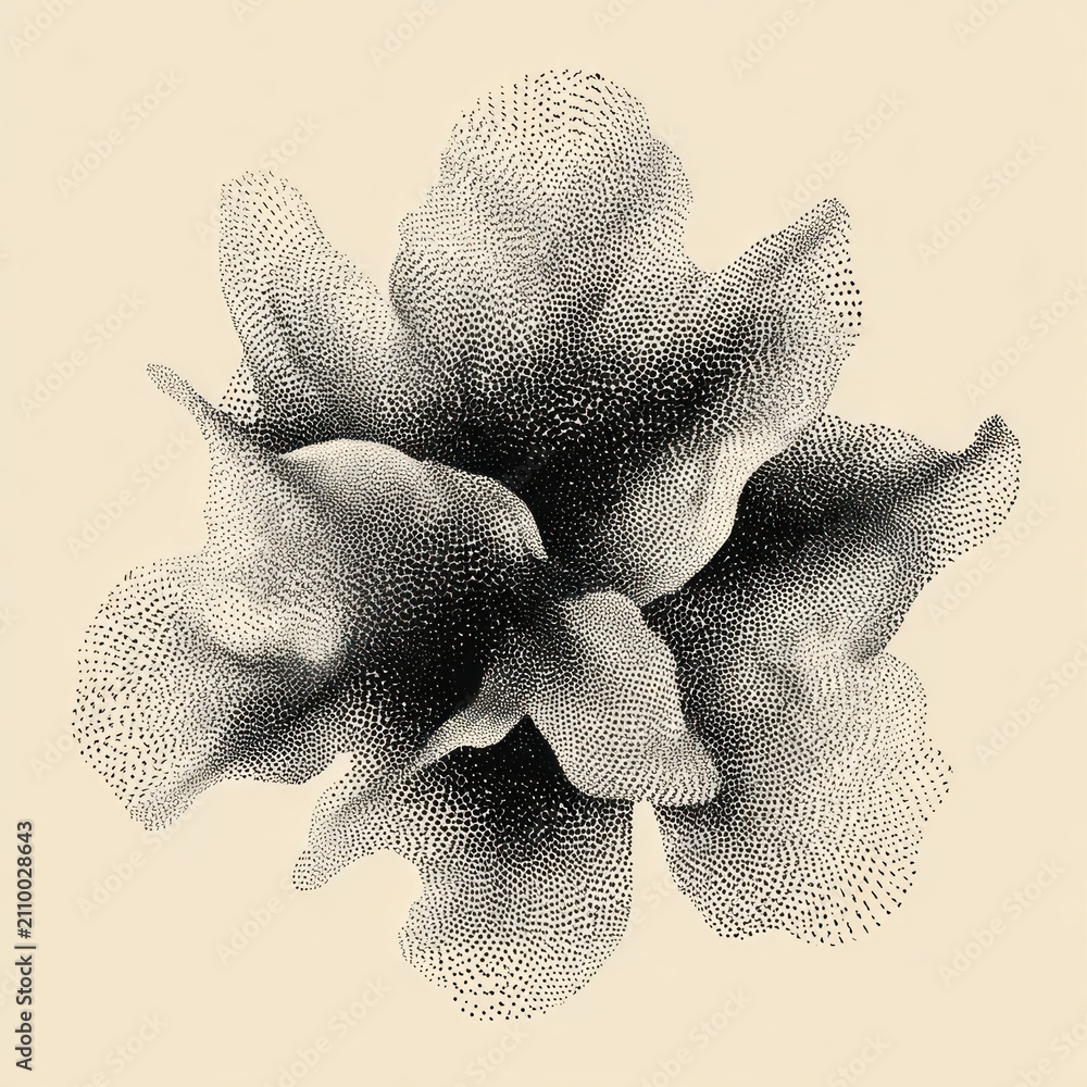Obraz premium Abstract dotwork flower illustration on beige background.
