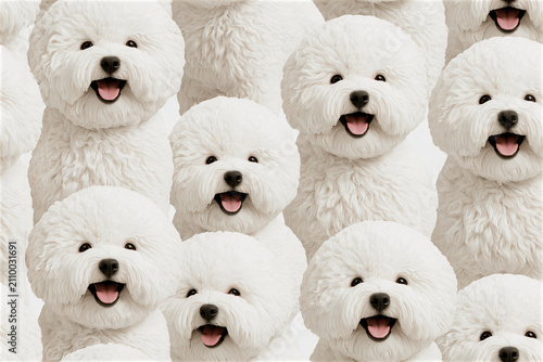 Seamless 2.5D Bichon Frise Puppy Pattern