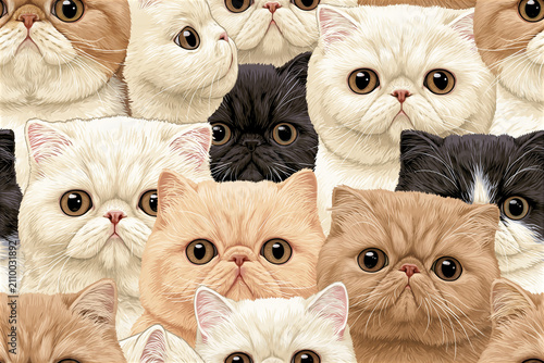 Seamless 2.5D Exotic Shorthair Kitten Pattern