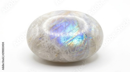 Polished rainbow moonstone gemstone featuring blue iridescent flash semi precious moonstone gemstone iridescent polished background treasure mystical ethereal collectible lapidary precious