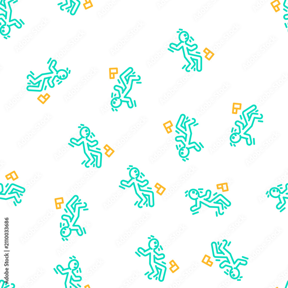 Fototapeta premium drop head kick accident vector seamless pattern drop head kick accident sign illustration