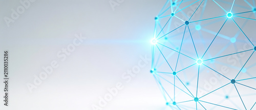 Abstract global network sphere with connected nodes and copy space