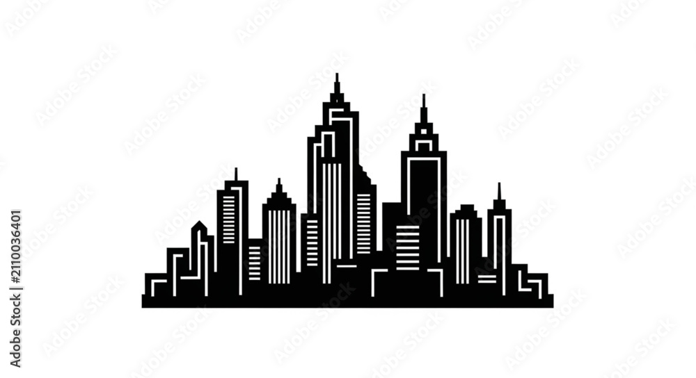 Obraz premium Modern Skyline Cityscape Silhouette