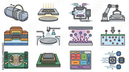 Tableau sur toile Clean Illustrated Guide to Semiconductor Manufacturing and CPU Architecture Proc
