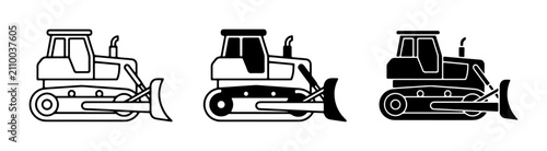 Canvastavla Bulldozer Icons Set, Heavy Machinery Vector Illustrations, Construction Equipmen