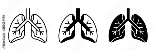 Fotografie Human Lungs Icons, Respiratory System Vector Graphics, Medical Anatomy Illustrat
