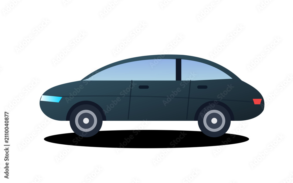 Fototapeta premium Flat Car Vector Icon, Modern Electric Vehicle and Transportation Illustration Isolated on Transparent Background 