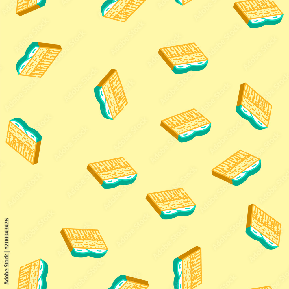 Fototapeta premium field yellow ripe wheat isometric seamless pattern. field yellow ripe wheat sign illustration