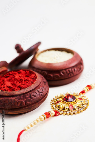 Raksha bandhan rakhi with kumkum and akshat
