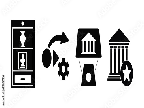 Bild auf Leinwand Essential modern living concepts are visualized through these digital icons, por