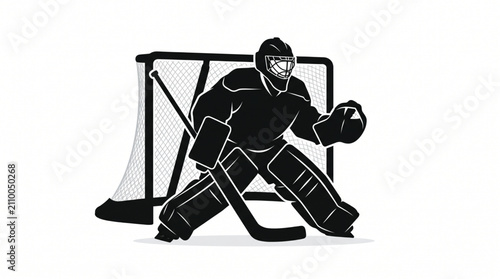 Photography Black Silhouette of an Ice Hockey Goaltender Defending the Net