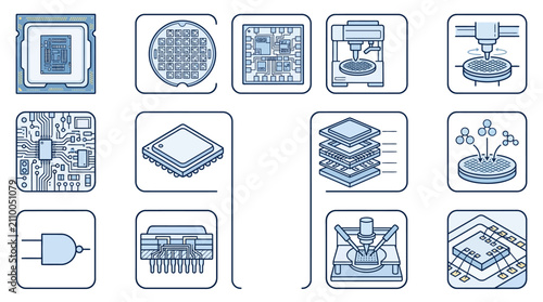 Tableau sur toile Industrial of Semiconductor and Electronic Component Manufacturing Process in Bl