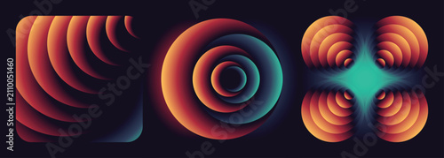 Set of Vector Gradient Backgrounds with Abstract Shapes and Vibrant Neon Colors